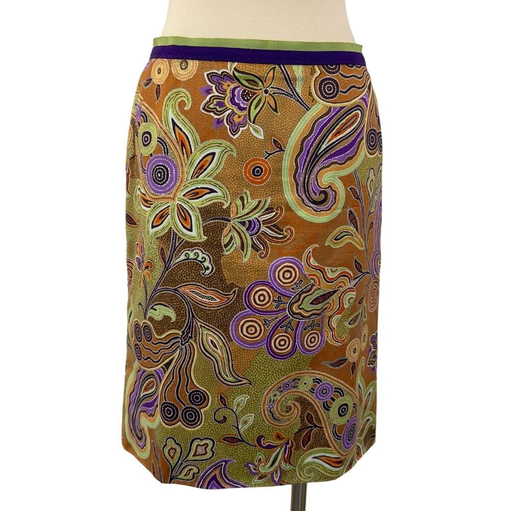 Etro Paisley Print Pencil Skirt Cotton Multicolor Print Italy Made | 42 (US 6)